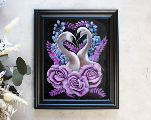 Floral Swan Art  | Original Oil Painting