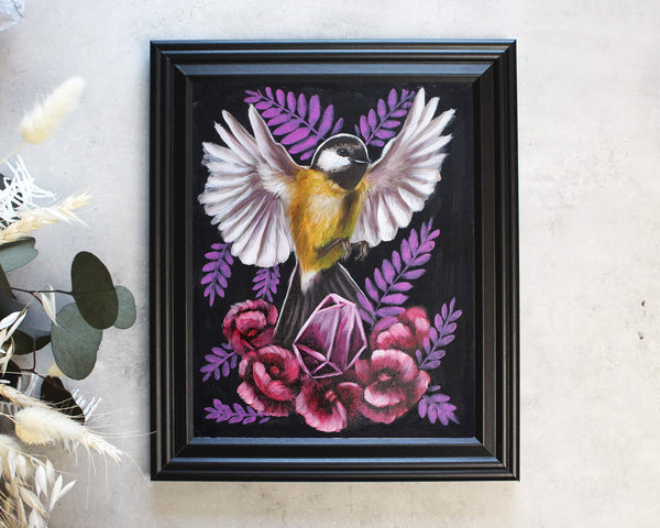 Floral Sparrow Art | Original Oil Painting