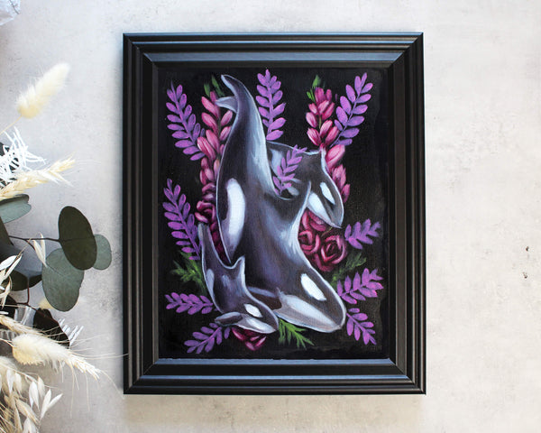 Floral Whale Art | Original Oil Painting