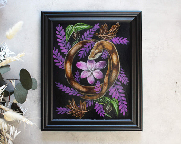 Floral Snake Art  | Original Oil Painting