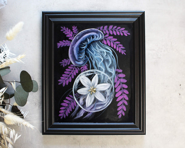 Floral Jellyfish Art | Original Oil Painting