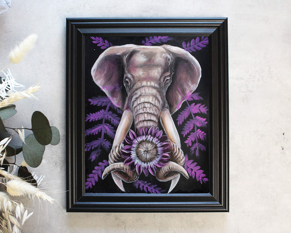Floral Elephant Art | Original Oil Painting