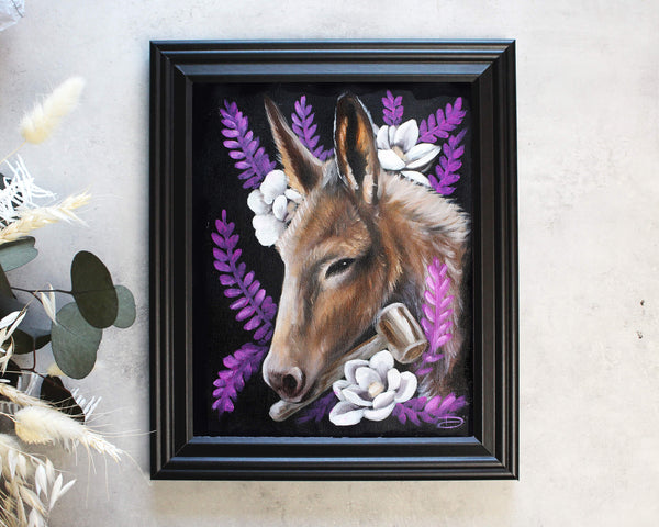 Floral Donkey Art | Original Oil Painting