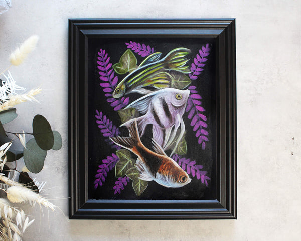 Floral Fish Art | Original Oil Painting