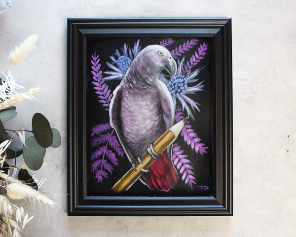 Floral Parrot Art | Original Oil Painting